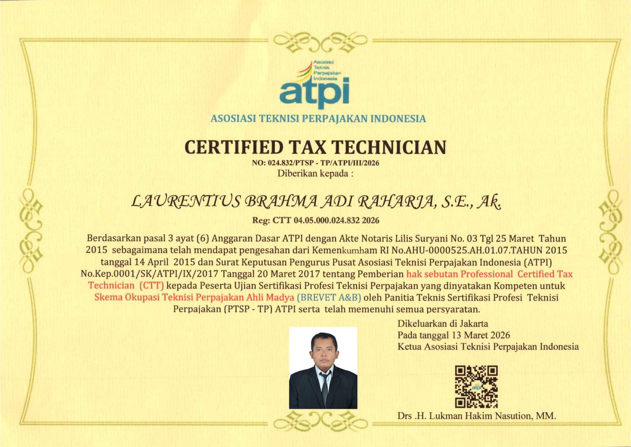 Sertifikat Certified Tax Technician